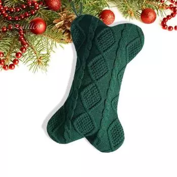 Рождественский чулок для собак в форме кости, вязаный рождественский чулок, подарочный пакет для домашних животных, подвесной праздничный чулок для украшения каминной полки на елке красный