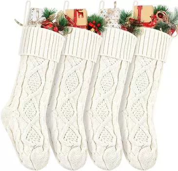 Рождественский чулок, двухсторонняя вязка косами, украшение на рождественский чулок, 4 шт. One Size