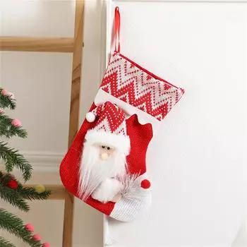 Рождественский чулок, конфетный носок, сумка, рождественская елка, подвесной декор, подарок One Size