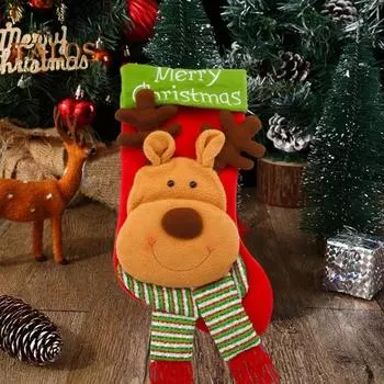 Рождественский чулок, плюшевый праздничный чулок с Санта-Клаусом, снеговиком, оленями, подвесные рождественские чулки, подарочные пакеты для конфет, маленькие подарки D