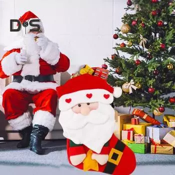 Рождественский чулок, плюшевый праздничный чулок с Санта-Клаусом, снеговиком, оленями, подвесные рождественские чулки, подарочные пакеты для конфет, маленькие подарки D