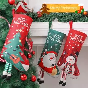 Рождественский чулок Подарочный мешок Новогодний праздник Мультфильм Старик Снеговик Украшение Подарочный чулок Подвесное украшение 27x46cm