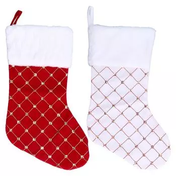 Рождественский чулок Подарочный пакет Золотые блестки Рождественская елка Украшение Подвесной чулок для фестиваля Firep Red