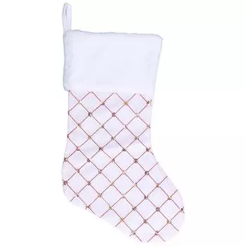 Рождественский чулок Подарочный пакет Золотые блестки Рождественская елка Украшение Подвесной чулок для фестиваля белый