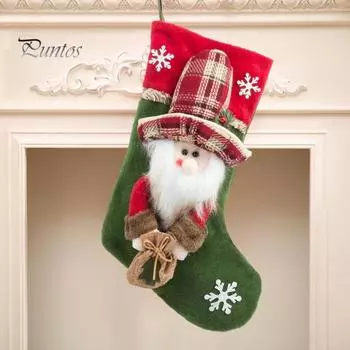 Рождественский чулок, подвесное украшение на елку, плюшевые носки с Санта-Клаусом, оленями, снеговиками, конфетами для вечеринок в офисе A