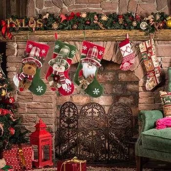 Рождественский чулок, подвесное украшение на елку, плюшевые носки с Санта-Клаусом, оленями, снеговиками, конфетами для вечеринок в офисе C