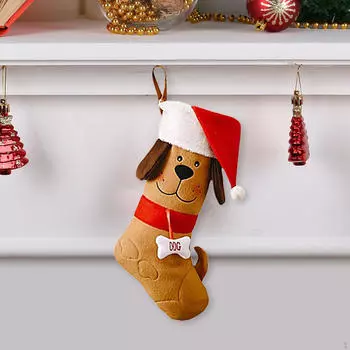 Рождественский чулок Праздничные милые носки Подарочный пакет Украшение на елку для спальни белый