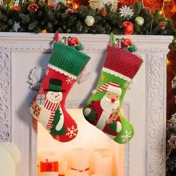 Рождественский чулок Пряничный человечек Санта Снеговик чулок Рождественская елка подвесное украшение для праздника A