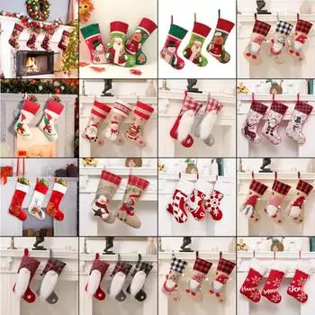 Рождественский чулок, рождественский подарочный мешок для конфет, рождественские украшения для дома, носок Navidad, декор рождественской елки, Новый год 2024 One size