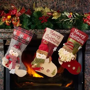 Рождественский чулок, рождественский подарок, конфетный мешок, рождественские украшения для дома, снеговик, Санта, новогодний носок, украшение для рождественской елки 32x47cm