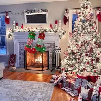 Рождественский чулок с эльфом, большая емкость, очаровательные многоразовые праздничные украшения, рождественская елка, детский подарок, сумка для конфет, подвесной носок, кулон, праздничные атрибуты красный