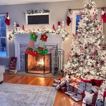 Рождественский чулок с эльфом, большая емкость, очаровательные многоразовые праздничные украшения, рождественская елка, детский подарок, сумка для конфет, подвесной носок, кулон, праздничные атрибуты красный