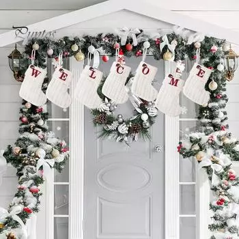 Рождественский чулок с буквами Легко повесить Привлекательный праздничный декор елки Подставка для подарков Рождественский чулок