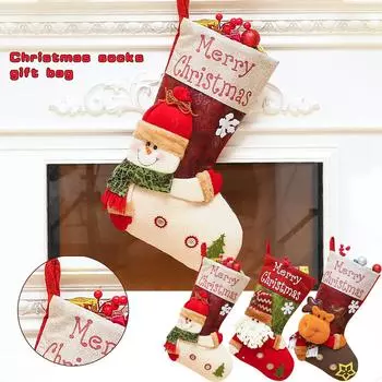 Рождественский чулок Санта-Клаус Конфеты Носок Мешок Рождественская елка Висячий декор Подарок разноцветный