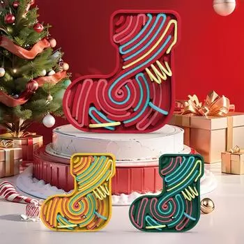 Рождественский чулок, сенсорная доска для занятий, антистрессовая силиконовая полоска, игрушка-фиджет, мелкая моторика, для детей и взрослых, образовательная бизи-доска