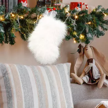 Рождественский чулок, украшение, креативный, удобный, рождественский декор, носок, подвесной White 18x10x14cm