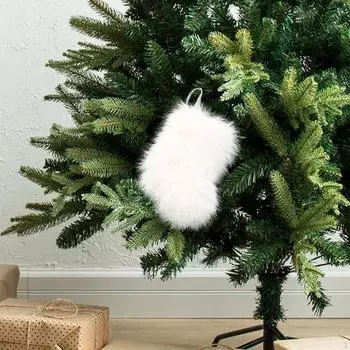 Рождественский чулок, украшение, подвеска, носок, подвеска для спальни, дома White 18x10x14cm