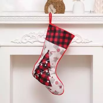 Рождественский чулок в красную и черную клетку, рождественский чулок, подвесной подарочный чулок для конфет на праздник