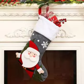 Рождественский чулок Yousheng 3D Снеговик Санта-Клаус Рождественский чулок Большой подвесной чулок для рождественской елки Камин Вечеринка Праздничное украшение Snowman