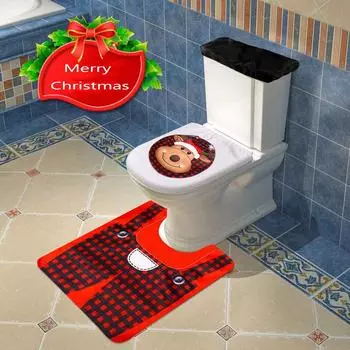Рождественский декор, красный счастливый Санта-Клаус, сиденье для унитаза и крышка бака, 2 шт.
