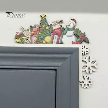 Рождественский декор на дверь Санта-Клауса, дверной уголок, верхняя рамка, вывеска, деревянный праздничный декор для дома на рождественскую вечеринку E