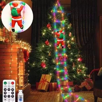 Рождественский декор Санта-Клаус, лестница для восхождения, светильник на 2025 год, украшение для дома, для улицы, сада, рождественская елка, подвесной светильник 75cm&USB version