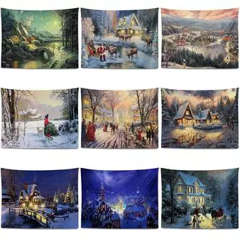 Рождественский декоративный принт с рисунком гобелена для дома, гостиной, спальни, украшения стены, фон, тканевый гобелен 100x75cm