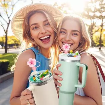 Рождественский день DIY сменные крышки топперы для Стэнли с для Стэнли украшения Санта 40 унций L L5P3 flowers-40OZ