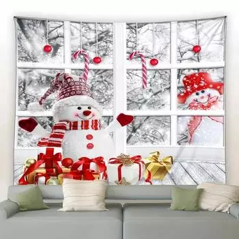 Рождественский день украшение фон ткань Рождественская елка Снеговик печать гобелен гостиная комната украшение дома 100x75cm