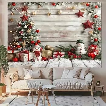Рождественский день вечеринка украшение фон ткань Рождественская елка Снеговик подарок узор дизайн гостиная комната украшение дома 100x75cm