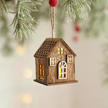 Рождественский деревенский домик с подсветкой, деревянная елка, подвесное украшение для спальни, зимней комнаты Style C