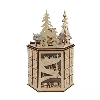 Рождественский деревянный адвент-календарь, украшение обратного отсчета, 24 ящика со светодиодной подсветкой