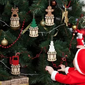 Рождественский деревянный держатель денег Лось Имбирный человечек Рождественская елка Снеговик Держатель денег в виде газовой банки Настольное украшение Праздничный денежный подарок