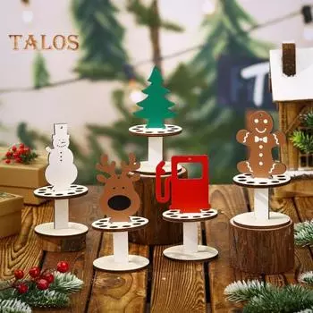 Рождественский деревянный держатель денег Лось Имбирный человечек Рождественская елка Снеговик Держатель денег в виде газовой банки Настольное украшение Праздничный денежный подарок A