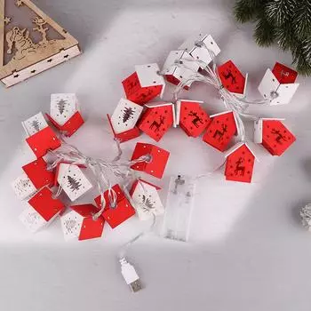 Рождественский деревянный дом светодиодная гирлянда рождественская елка подвесное украшение украшение подарок на год