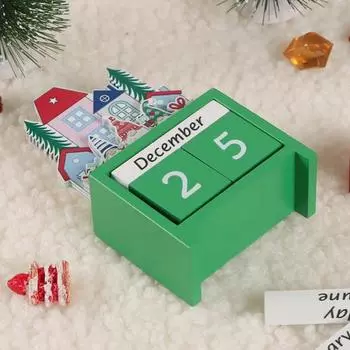 Рождественский деревянный календарь, мультяшный вечный календарь, настольное украшение, простой в использовании рождественский настольный календарь для домашнего офиса красный