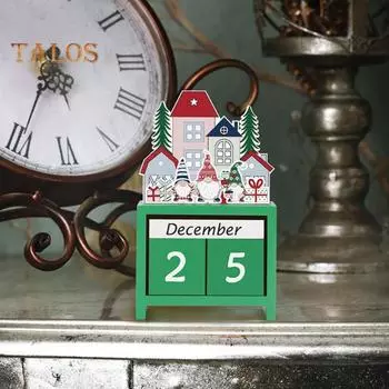 Рождественский деревянный календарь, мультяшный вечный календарь, настольное украшение, простой в использовании рождественский настольный календарь для домашнего офиса красный