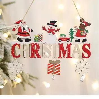 Рождественский деревянный колокольчик, подвеска, украшение, алфавит, снеговик, подвеска для дома, ресторана, дверь, креативные поделки, праздничные украшения