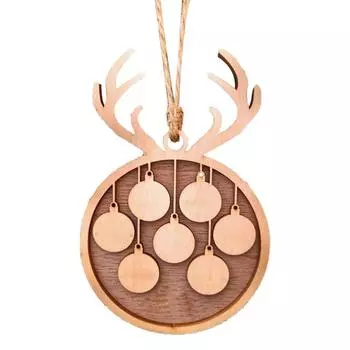Рождественский деревянный кулон с оленьими рогами, елочные подвесные украшения, рождественские украшения для дома, 2024, новогодняя праздничная вечеринка