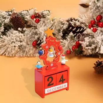 Рождественский деревянный настольный календарь Санта-Клауса, снеговика, оленя, дерева, вечного календаря, деревянного блока для украшения домашнего офиса A красный
