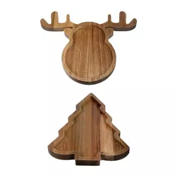 Рождественский деревянный поднос для сервировки Рождественская тарелка Праздничный поднос для фруктов Поднос для ужина для кухни Центральный элемент для бара Настольный столик для ресторана