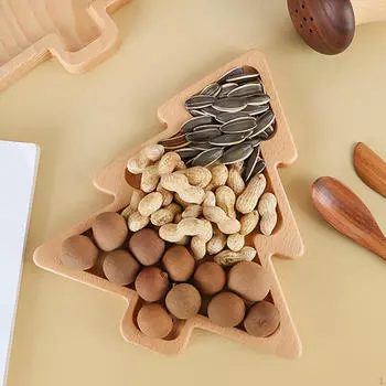 Рождественский деревянный поднос для сервировки, тарелка для сухофруктов, сырная доска, блюдо для завтрака из дерева Xmas Tree