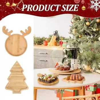 Рождественский деревянный поднос в виде елки, шляпа Санта-Клауса, в форме лося, деревенский многофункциональный ювелирный аксессуар для закусок, сервировочная тарелка для фруктов, держатель для хранения вечеринок Christmas