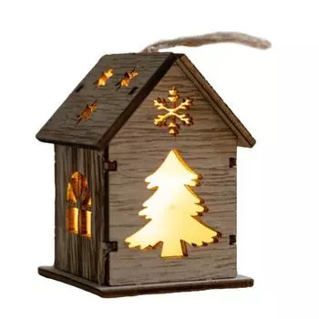 Рождественский деревянный подвесной домик с теплыми огнями, изысканное украшение каюты для романтической праздничной атмосферы A