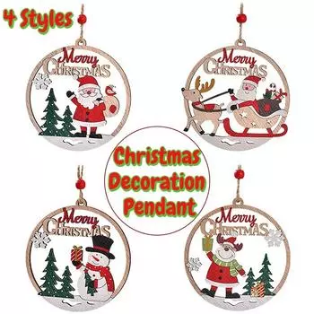 Рождественский деревянный подвесной рождественский декор, мультяшный Санта, снеговик, лось, рождественская елка, капля, украшение для веселой рождественской вечеринки, украшение для дома
