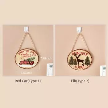 Рождественский деревянный подвесной знак с Рождеством, знак на входную дверь, узор лося, дверная вешалка, знак для стены Type 2