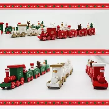 Рождественский деревянный поезд для детского сада, украшения дома, праздничный подарок красный