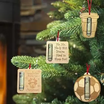 Рождественский держатель денег, деревянный подвесной держатель денег, праздничное украшение для подарка с прорезью для каминной елки