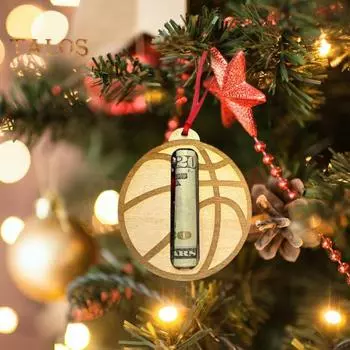Рождественский держатель денег, деревянный подвесной держатель денег, праздничное украшение для подарка с прорезью для каминной елки E