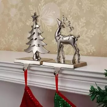 Рождественский держатель для чулок, вешалка для чулок на каминную полку, прочные металлические крючки в виде снежинок/елок/оленей/снеговиков для украшения каминного стола, книжной полки B